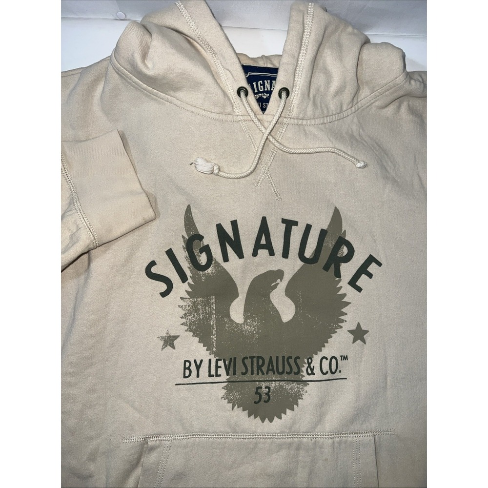 Levi's Signature‎ Pullover Hoodie Sweatshirt Beige XXL